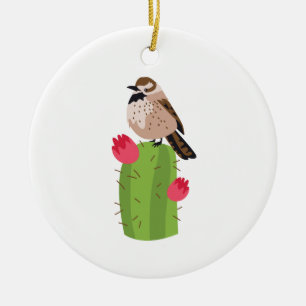 Ornamento De Cerâmica Cactus Wren