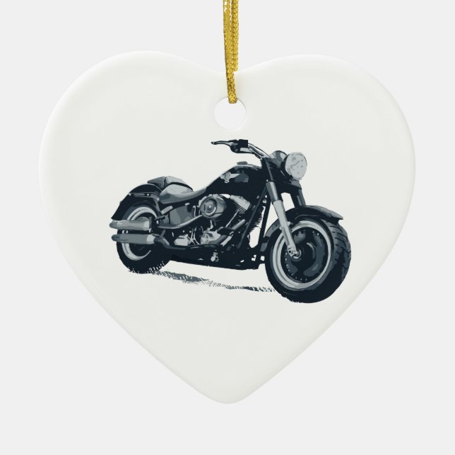 Ornamento De Cerâmica Cada menino ama uma motocicleta americana azul (Frente)