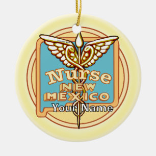 Ornamento De Cerâmica Caduceu de Enfermeira do Novo México