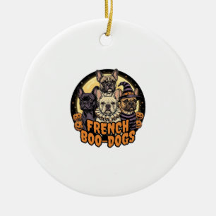 Ornamento De Cerâmica Cães de Boo Franceses Design de Bulldog Francês de
