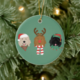 Ornamento De Cerâmica Cães de Goldendoodle de Natal