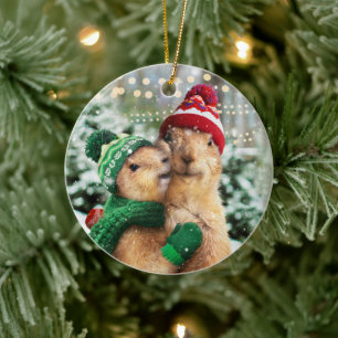 Ornamento De Cerâmica Cães de Natal