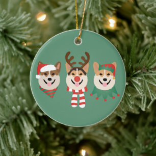Ornamento De Cerâmica Cães de Natal Pembroke Welsh Corgi
