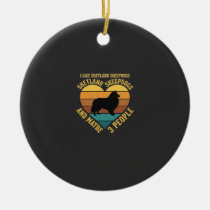 Ornamento De Cerâmica Cães de Pastoreio de Shetland Retro Coração Amante