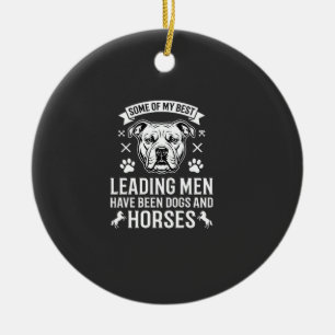 Ornamento De Cerâmica Cães E Cavalos Liderando Homens