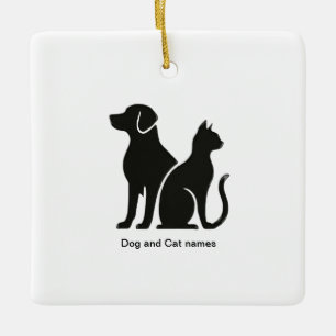 Ornamento De Cerâmica Cães e Gatos Boho design