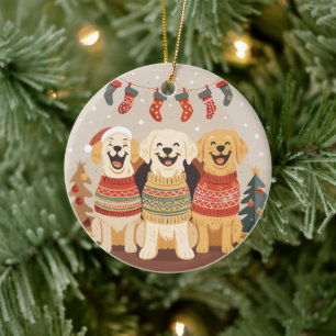 Ornamento De Cerâmica Cães Labrador Retriever de Natal