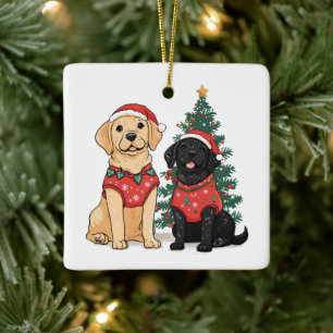 Ornamento De Cerâmica Cães Labrador Retriever de Natal