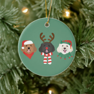 Ornamento De Cerâmica Cães Maltipoo de Natal