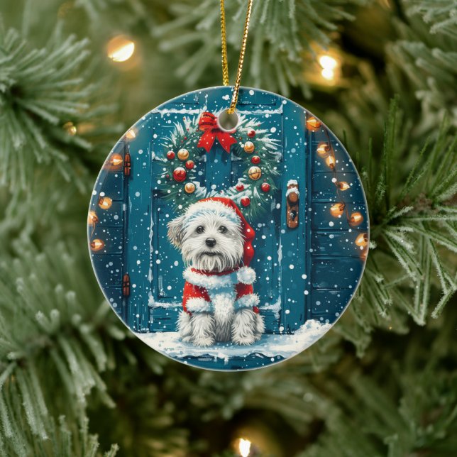 Ornamento De Cerâmica Cães Shih Tzu de Natal (Árvore)
