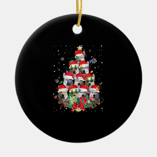 Ornamento De Cerâmica Cães Siberianos Cachorros Árvores Natal Pajama Cac (Frente)