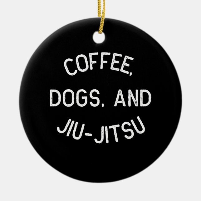 Ornamento De Cerâmica Café Cães Jiu Jitsu para BJJ, Jujitsu Gift (Frente)