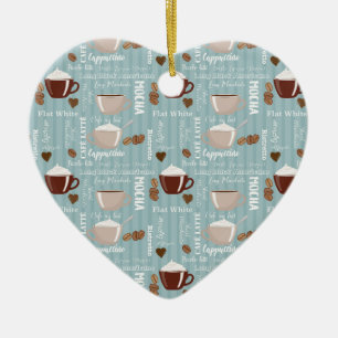 Ornamento De Cerâmica Café Copos Verticais Azuis Linhas Verticais Cafeei