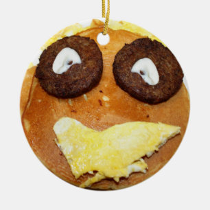 Ornamento De Cerâmica Café da Manhã com Rosto Feliz