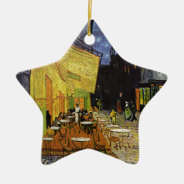 Ornamento De Cerâmica Café da Noite de Van Gogh (Frente)