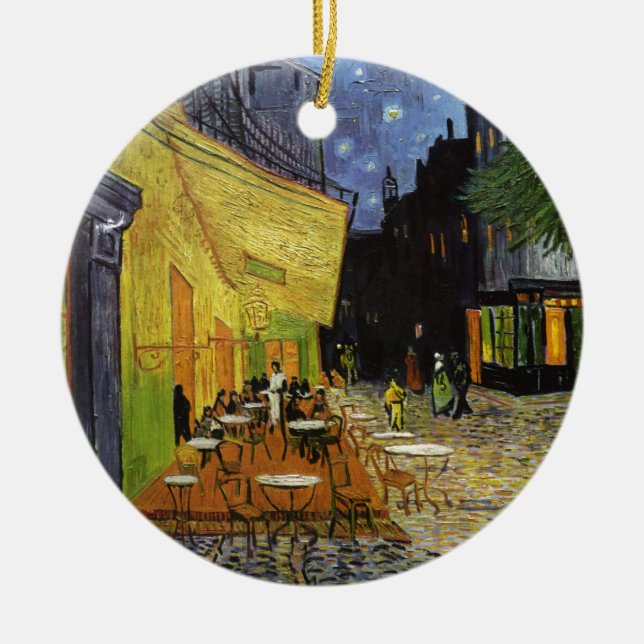 Ornamento De Cerâmica Café da Noite de Van Gogh (Frente)