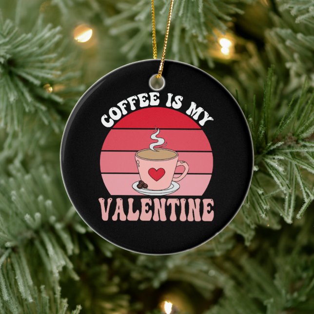 Ornamento De Cerâmica Café É Meu Valentim (Árvore)
