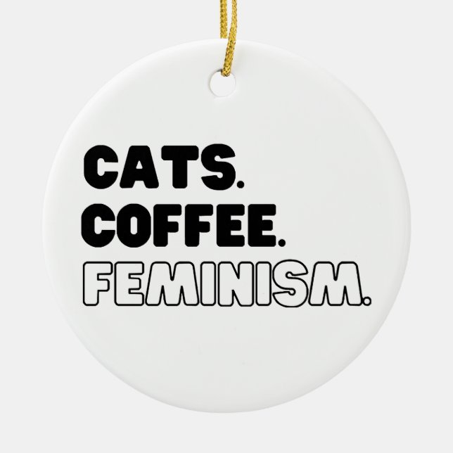 Ornamento De Cerâmica Café Feminismo (Frente)