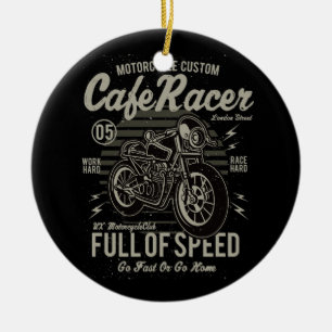 Ornamento De Cerâmica Café Racer Work Race Duro Duro Ir Rápido ou Ir p
