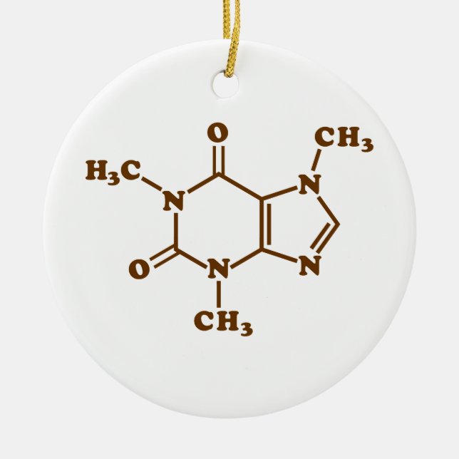 Ornamento De Cerâmica Cafeína - Café - Fórmula Química Molecular (Frente)