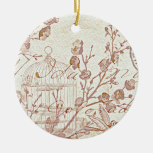 Ornamento De Cerâmica cage de pássaro vintage