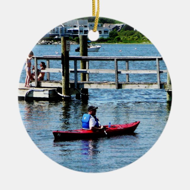 Ornamento De Cerâmica Caiaque Bristol RI (Frente)