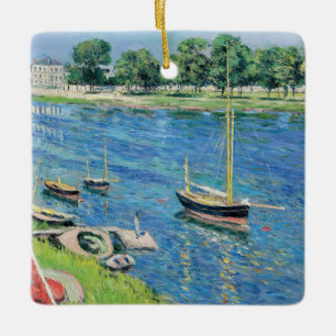 Ornamento De Cerâmica Caillebotte - Seine em Argenteuil, Barcos ancorado