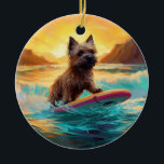 Ornamento De Cerâmica Cairn Terrier Beach Surfing Painting<br><div class="desc">Mergulhe no mundo lúdico da aventura canina com esta pintura cativante. Um cão espirituoso leva às ondas, cavalgando habilmente o surf numa praia beijada pelo sol. A vibrante trabalho de arte capta lindamente a essência do entusiasmo de praia enquanto o cachorro anda sem medo das ondas, incorporando o espírito de...</div>