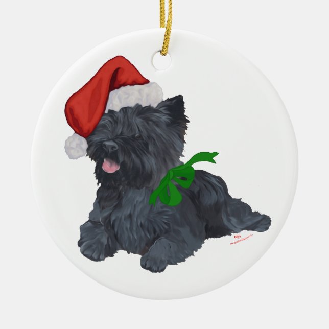 Ornamento De Cerâmica Cairn Terrier Christmas (Frente)