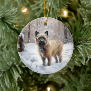 Ornamento De Cerâmica Cairn Terrier Deixe Nevar Natal