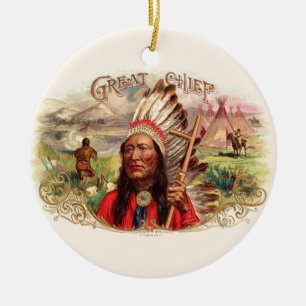 Ornamento De Cerâmica Caixa de Charutos Chefe do Excelente Indiano Vinta