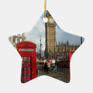 Ornamento De Cerâmica Caixa do telefone de Londres & Big Ben (St.K)