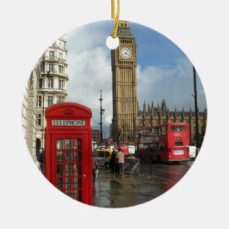 Ornamento De Cerâmica Caixa do telefone de Londres & Big Ben (St.K)