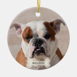 Ornamento De Cerâmica Caixa personalizada de Bulldog Boxer com foto