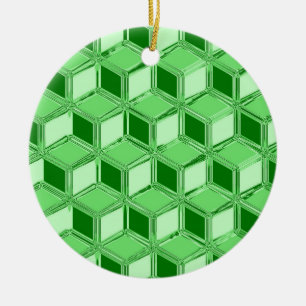 Ornamento De Cerâmica Caixas 3D de cromo - verde esmeralda