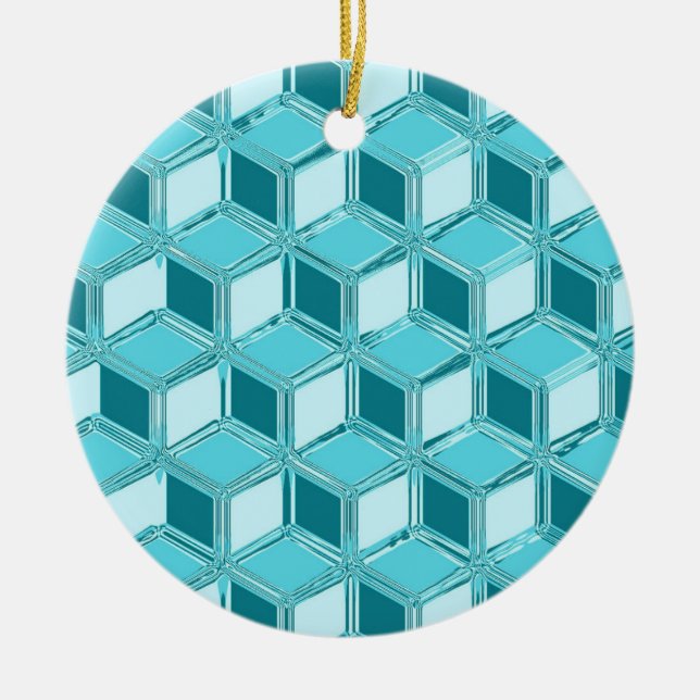Ornamento De Cerâmica Caixas de 3 d crômio - turquesa / aqua (Frente)