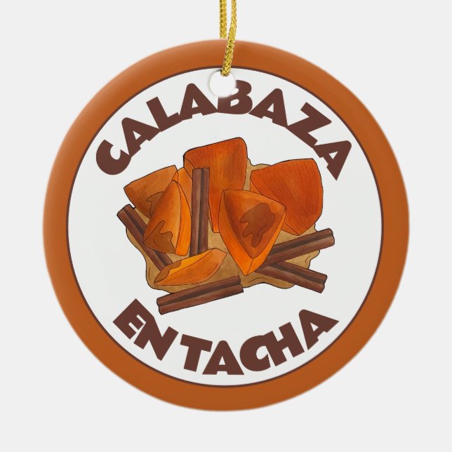 Ornamento De Cerâmica Calabaza en Tacha Mexicano Deserto de Pumpkin (Frente)
