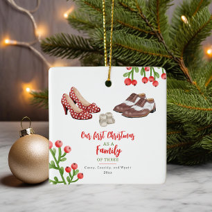 Ornamento De Cerâmica Calçados de Vestido Primeiro Natal do Bebê