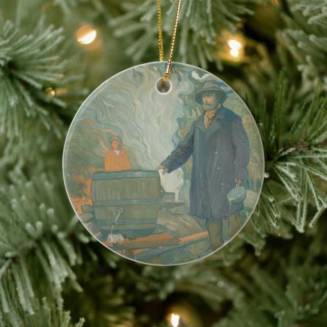 Ornamento De Cerâmica Caldeira Branca de Moonshiners Florestais (Árvore)