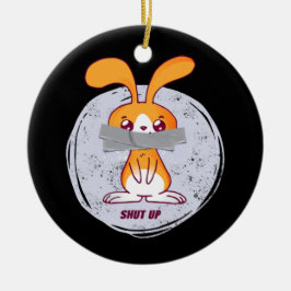 Ornamento De Cerâmica Cale a Boca Coelho Design Cômico Engraçado e Sarcá