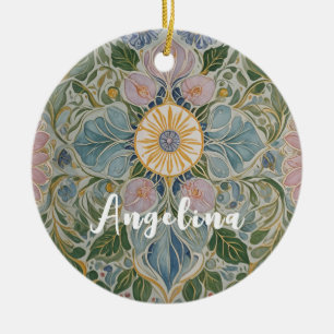 Ornamento De Cerâmica Caleidoscópio Floral Personalizado