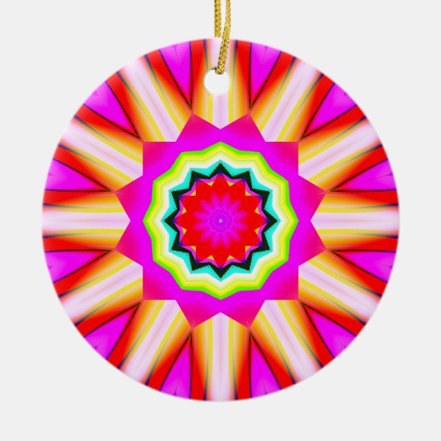 Ornamento De Cerâmica Caleidoscópio Fractal 01 (Frente)