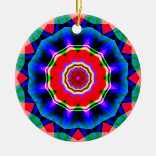 Ornamento De Cerâmica Caleidoscópio Fractal 02 (Frente)