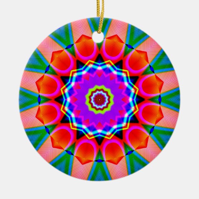 Ornamento De Cerâmica Caleidoscópio Fractal 03 (Frente)