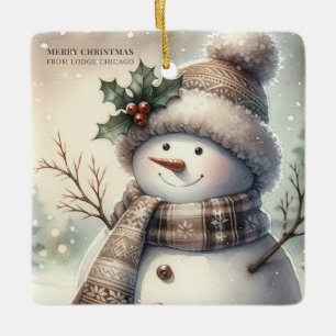 Ornamento De Cerâmica Calendário 2027 Natal Boneco de Neve Código QR Emp