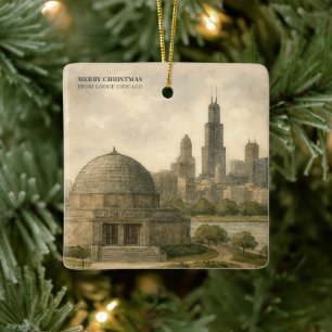 Ornamento De Cerâmica Calendário de 2027 do Planetário de Chicago Código