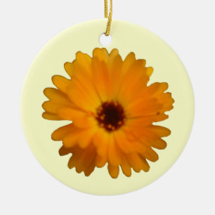 Ornamento De Cerâmica Calendula Laranja Aniversário Personalizado
