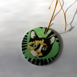 Ornamento De Cerâmica Calico Cat