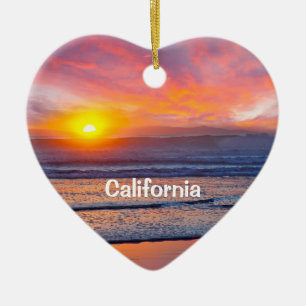 Ornamento De Cerâmica California Holiday Heart