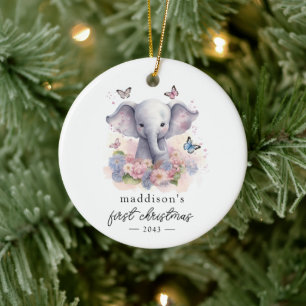 Ornamento De Cerâmica Caligrafia do Elefante de Natal
